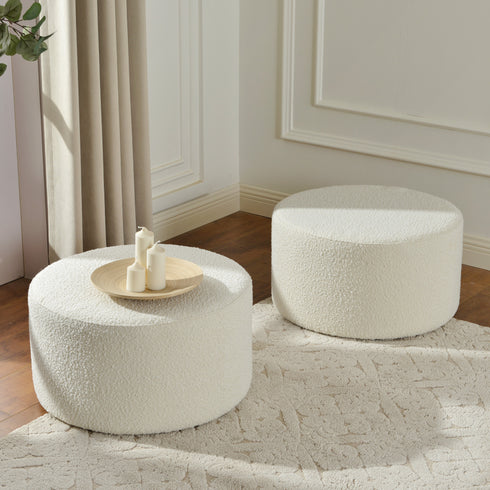 Elof Bouclé Ottoman - Stool Ottoman | Ottoman for Sitting | Kinwell Furniture | Mid Century Poufs